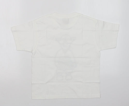 JERZEES Boys White Basic T-Shirt Size 7-8 Years - PIRATE