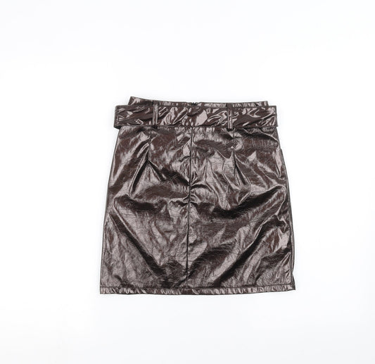 PRETTYLITTLETHING Womens Brown   Mini Skirt Size 4