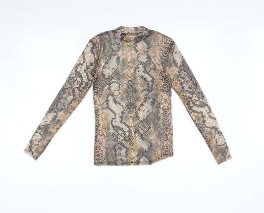 I SAW IT FIRST Womens Multicoloured Animal Print Basic T-Shirt Size 6