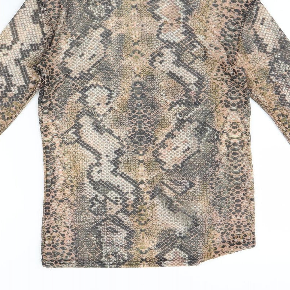 I SAW IT FIRST Womens Multicoloured Animal Print Basic T-Shirt Size 6