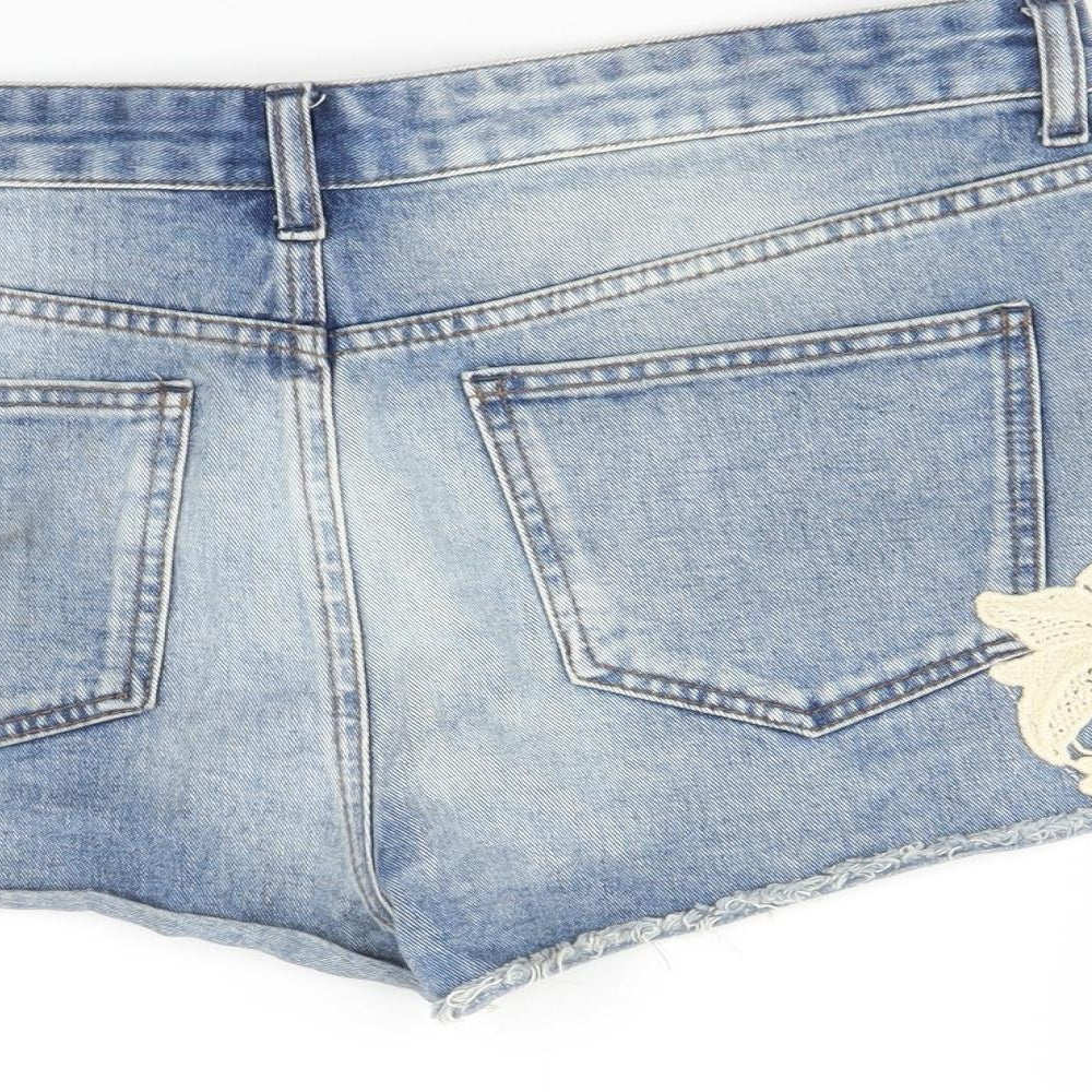 Topshop Womens Blue Hot Pants Shorts Size 32