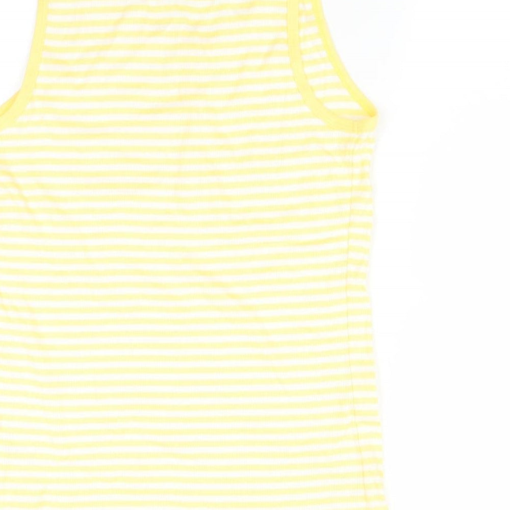George Womens Yellow Striped Basic T-Shirt Size 16