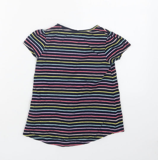 Gap Girls Blue Striped Basic T-Shirt Size 5 Years