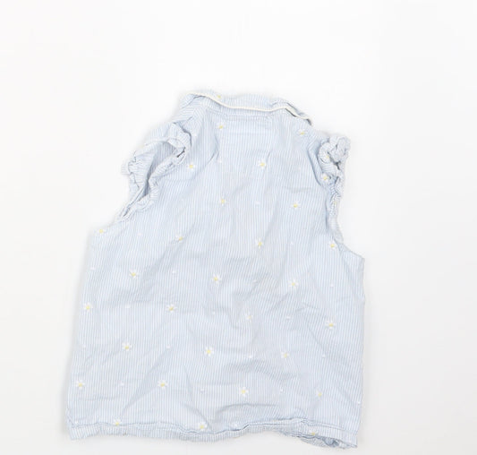 TU Girls Blue Striped Top Pyjama Top Size 6-7 Years