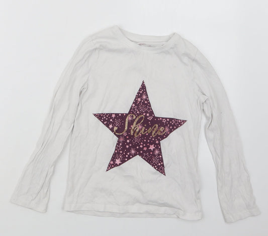 F&F Girls White Geometric Top Pyjama Top Size 6-7 Years