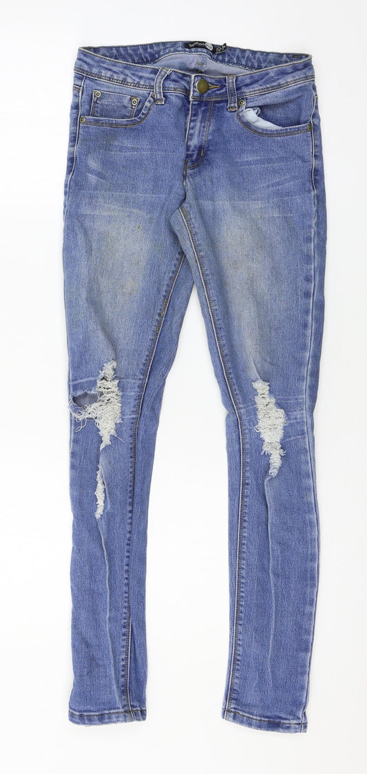 Womens UK Size 8 Boohoo Regular Fit Skinny Blue Jeans