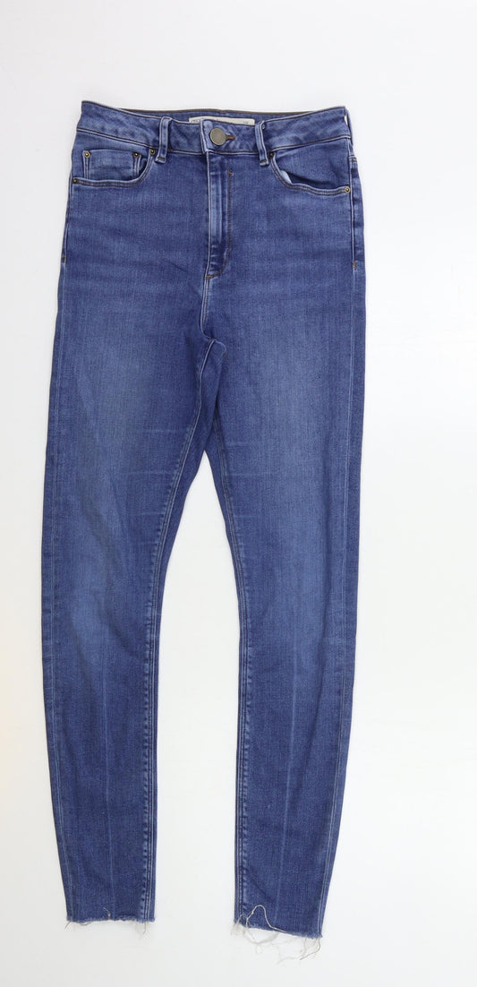 Additional front view of ASOS women’s blue denim skinny jeans, size UK 28, in, 32-inch leg