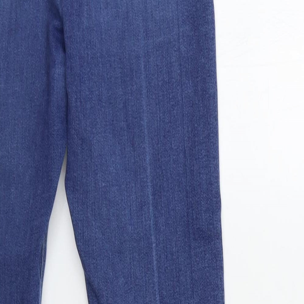 Brand and care label for ASOS women’s blue denim skinny jeans, size UK 28, in, 32-inch leg