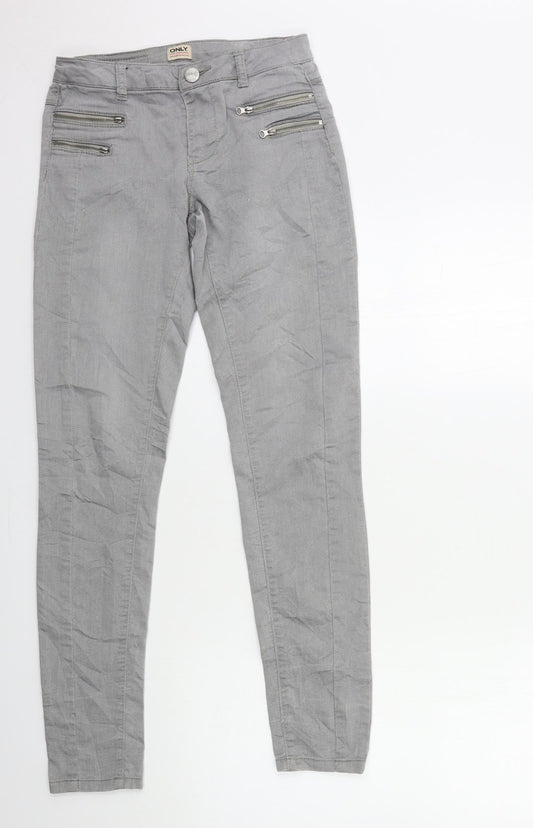 Additional front view of Only women’s grey denim skinny jeans, size XS, 30-inch leg