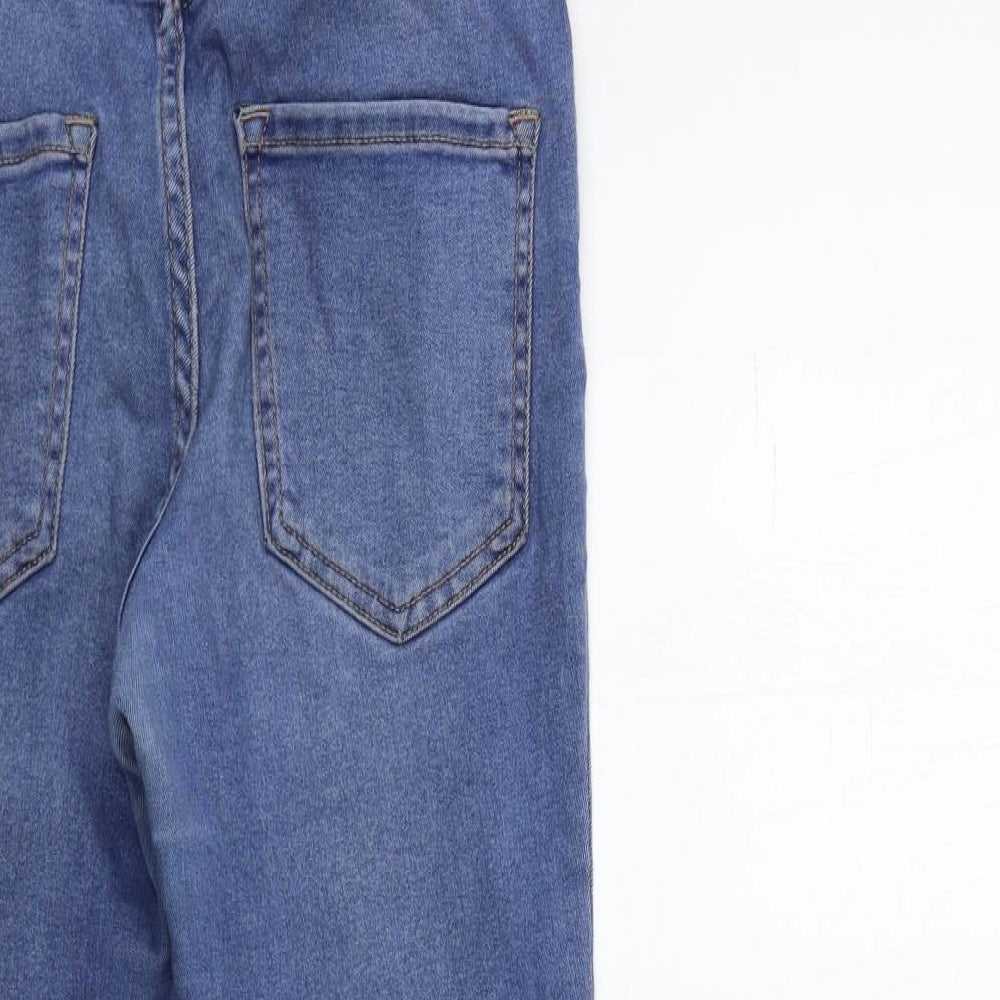 Brand and care label for Denim & Co. women’s blue denim skinny jeans, size UK 8, 28-inch leg