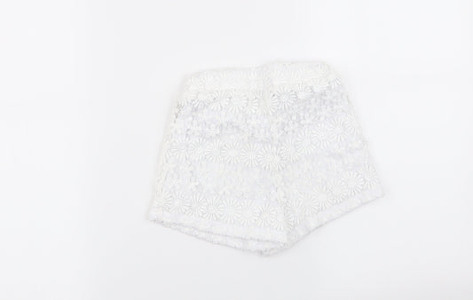 TU Girls White Floral Hot Pants Shorts Size 6 Years