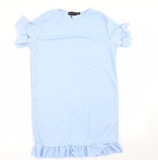 Additional front view of I SAW IT FIRST women’s blue a-line, size UK 8