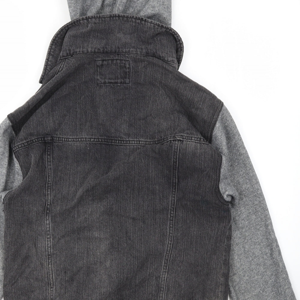 Brand and care label for FOREVER 21 women’s grey jacket coat, size S