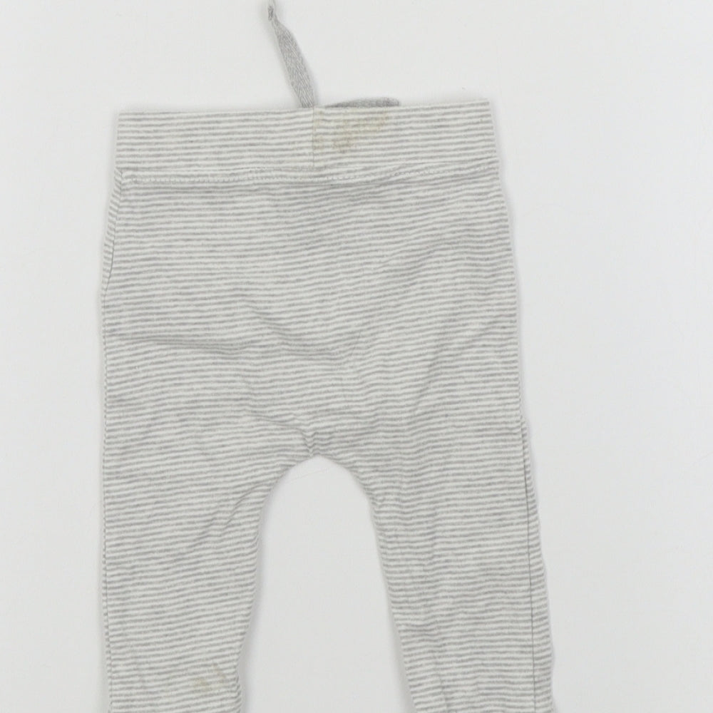 Brand and care label for George Baby Green Striped Jogger Leggings, size 3-6, Months