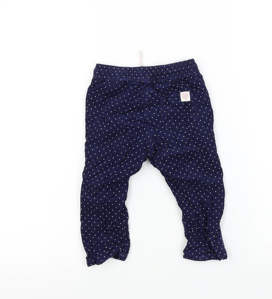 H&M Girls Blue Spotted Cargo Trousers Size 9 Months