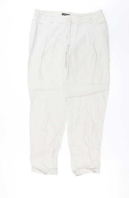 Womens UK Size 10 Warehouse Slim Fit Beige Trousers