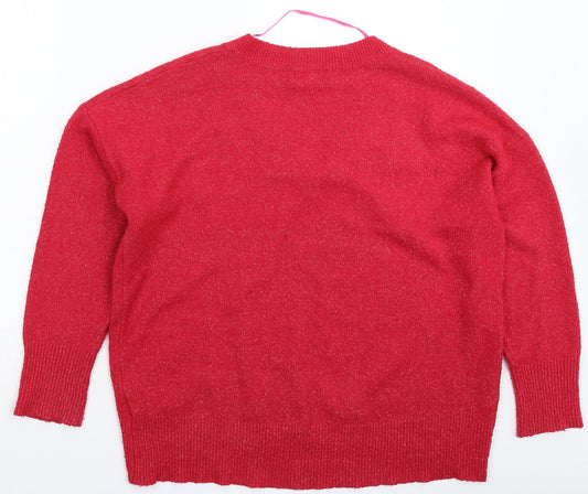 Primark Womens Pink Knit Pullover Jumper Size 12 - Oversized