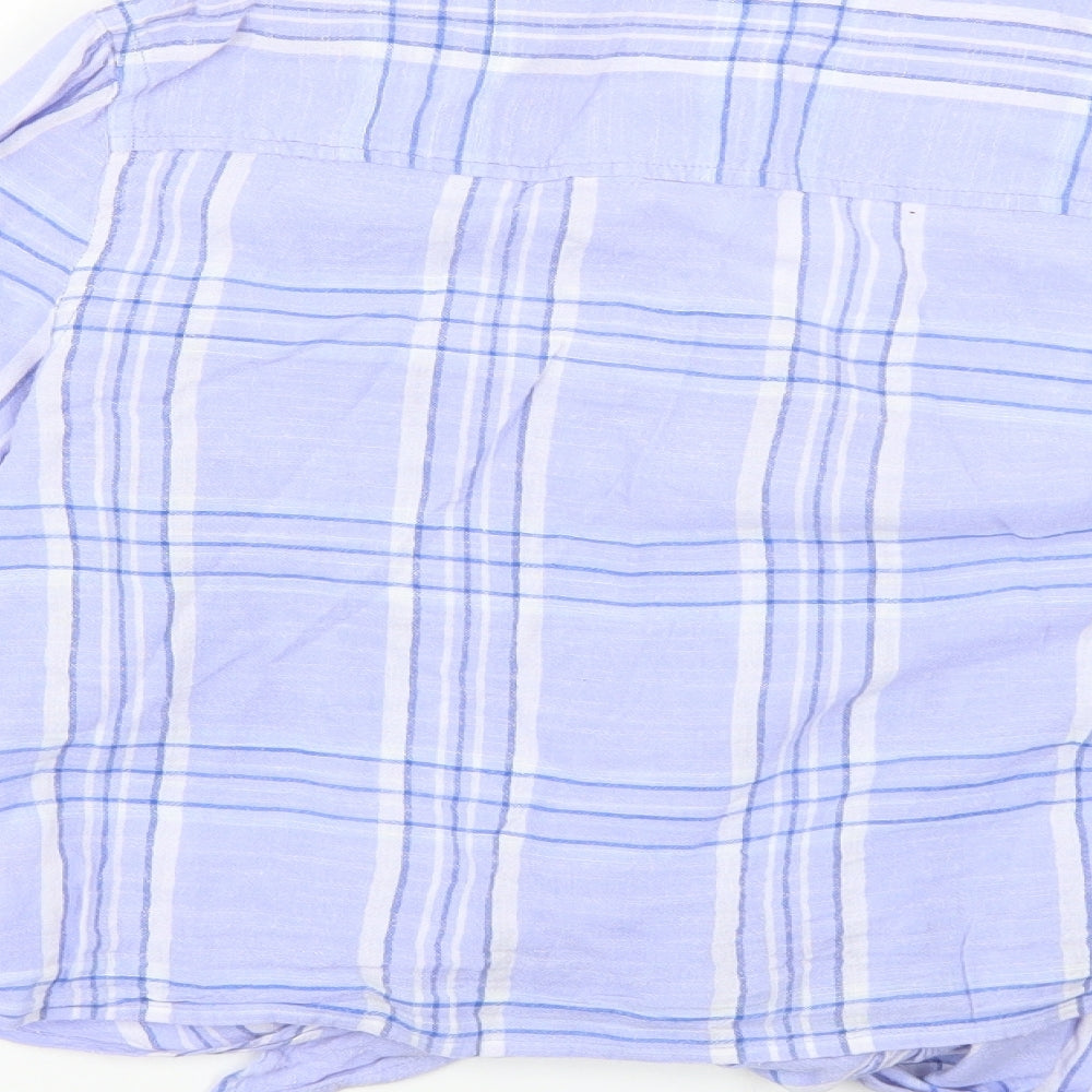 Peacocks Womens Blue Check Basic Button-Up Size 16