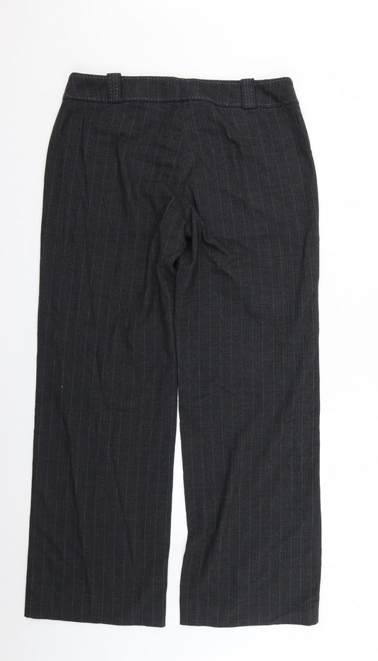 F&F Womens Grey Striped Trousers Size 14 L29 in