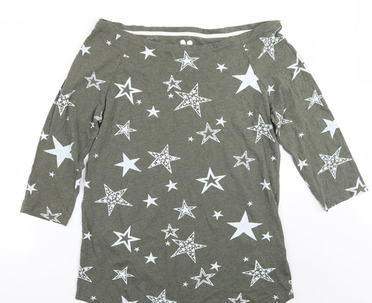 Very Womens Green Geometric Basic T-Shirt Size 12