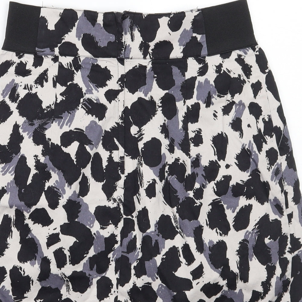 H&M Womens Grey Animal Print A-Line Skirt Size 10
