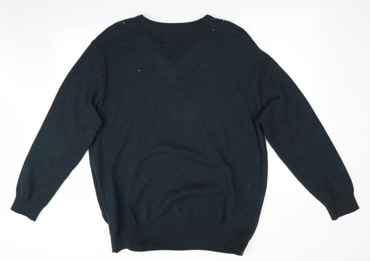 BHS Mens Green Striped Pullover Jumper Size L