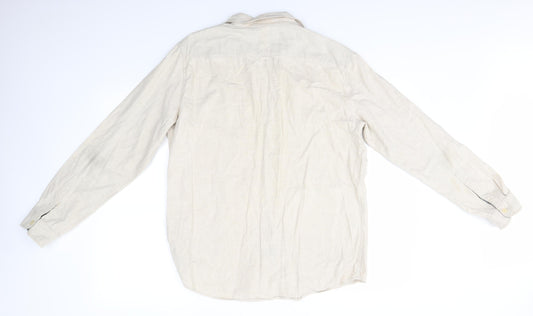 Mens UK Size L NEXT Beige Button-Up Long Sleeve Casual Shirt