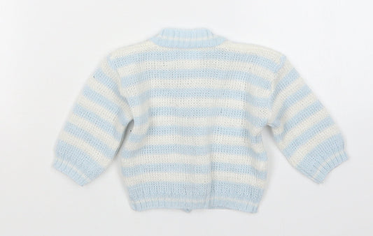 Preworn Boys Multicoloured Striped Cardigan Jumper Size 6-9 Months
