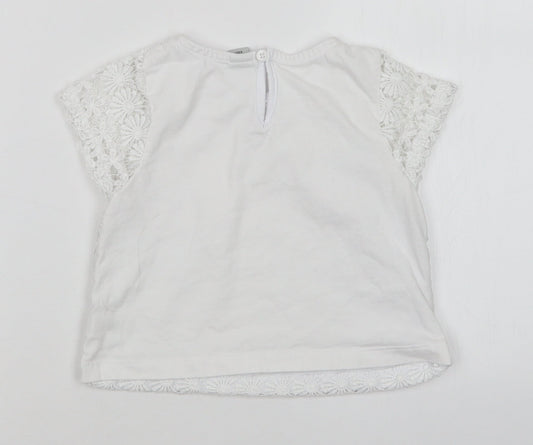 TU Girls White Floral Basic T-Shirt Size 6 Years