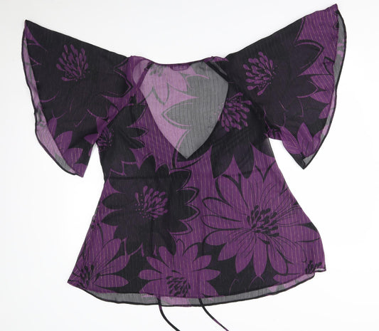 F&F Womens Purple Floral Basic Blouse Size 12