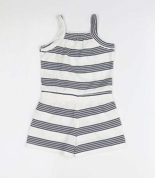Nutmeg Girls White Striped Romper One-Piece Size 2-3 Years
