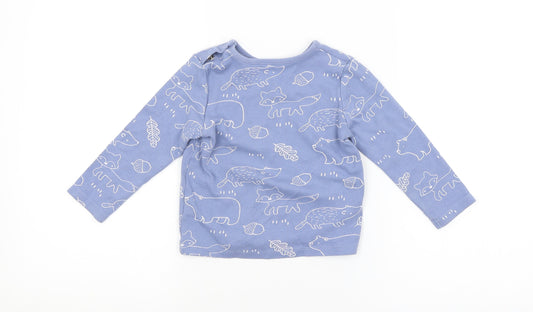 F&F Baby Blue Animal Print Basic T-Shirt Size 12-18 Months