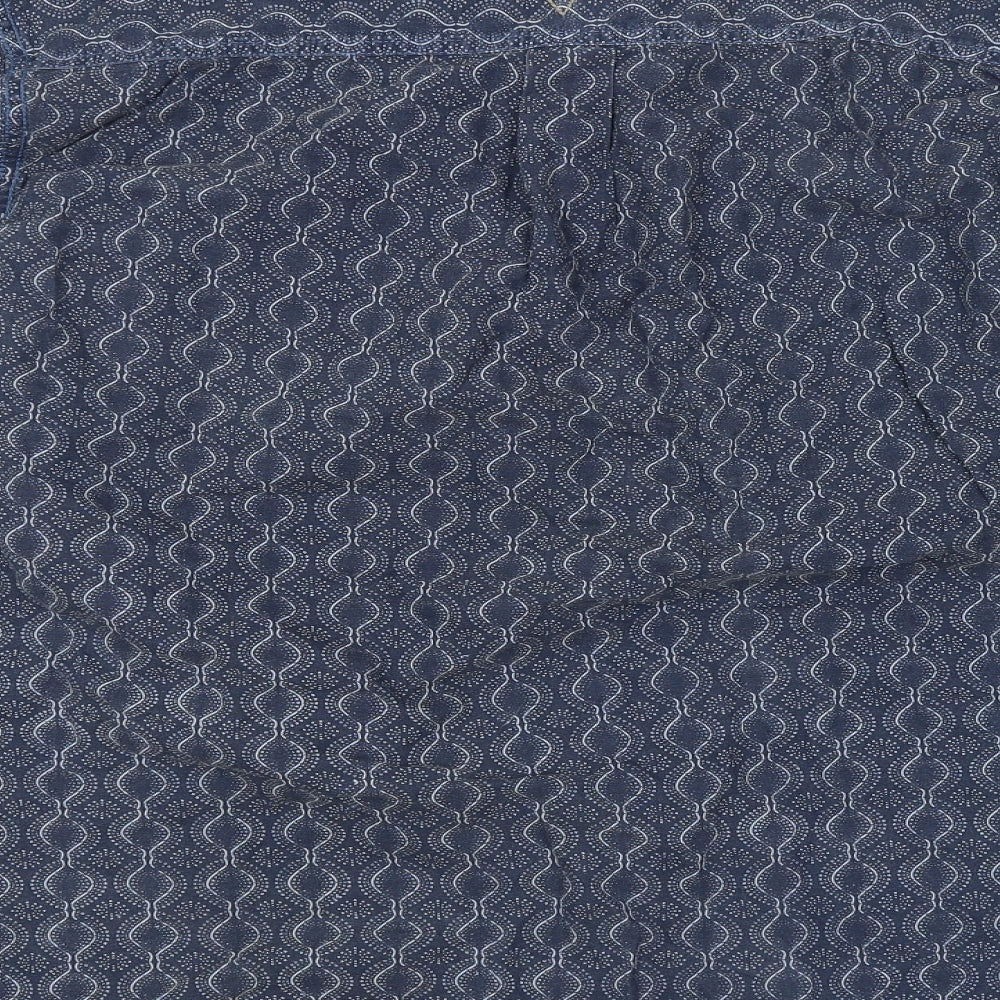 Mens UK Size L Preworn Blue Button-Up Long Sleeve Casual Shirt