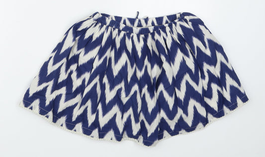 NEXT Girls Blue Geometric Skater Skirt Size 5 Years - Zig Zag
