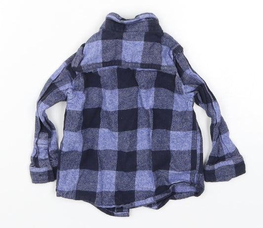 F&F Boys Blue Check Basic Button-Up Size 9-12 Months