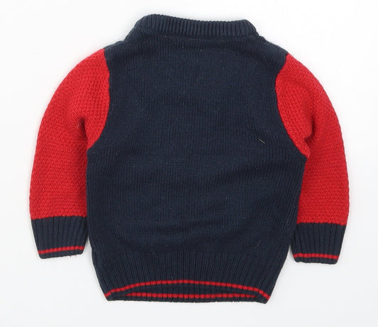 George Boys Blue Knit Pullover Jumper Size 9-12 Months - Santa