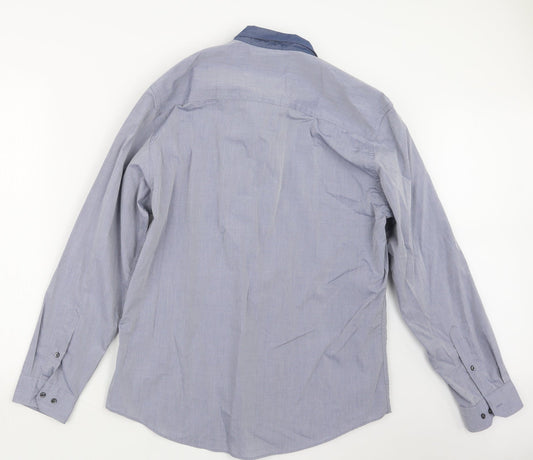 Taylor & Wright Mens Blue Button-Up Size 17