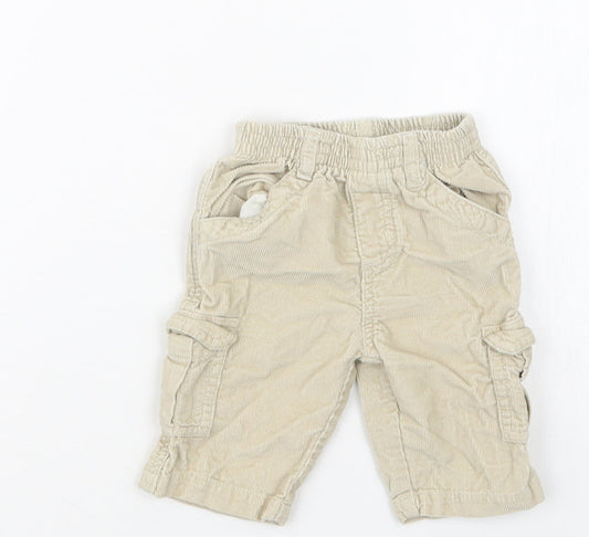 Additional front view of Adams Kids boys’ beige cargo trousers, size 3-6, months