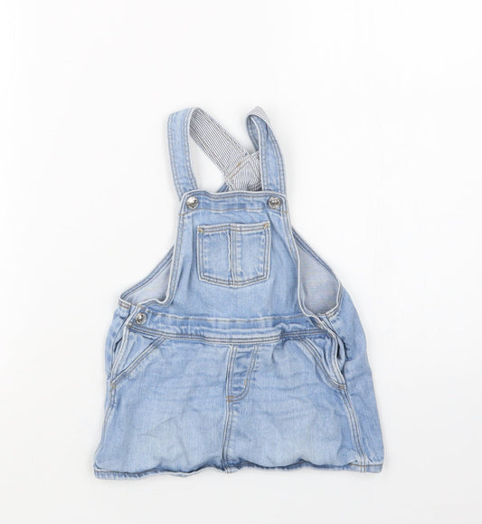 H&M Girls Blue Denim Pinafore/Dungaree Dress Size 18 Months