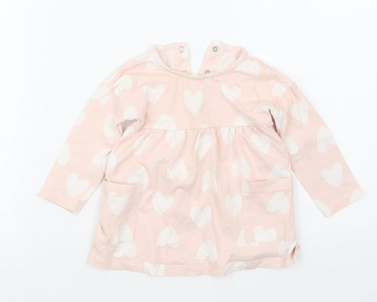 George Girls Pink Geometric T-Shirt Dress Size 6-9 Months