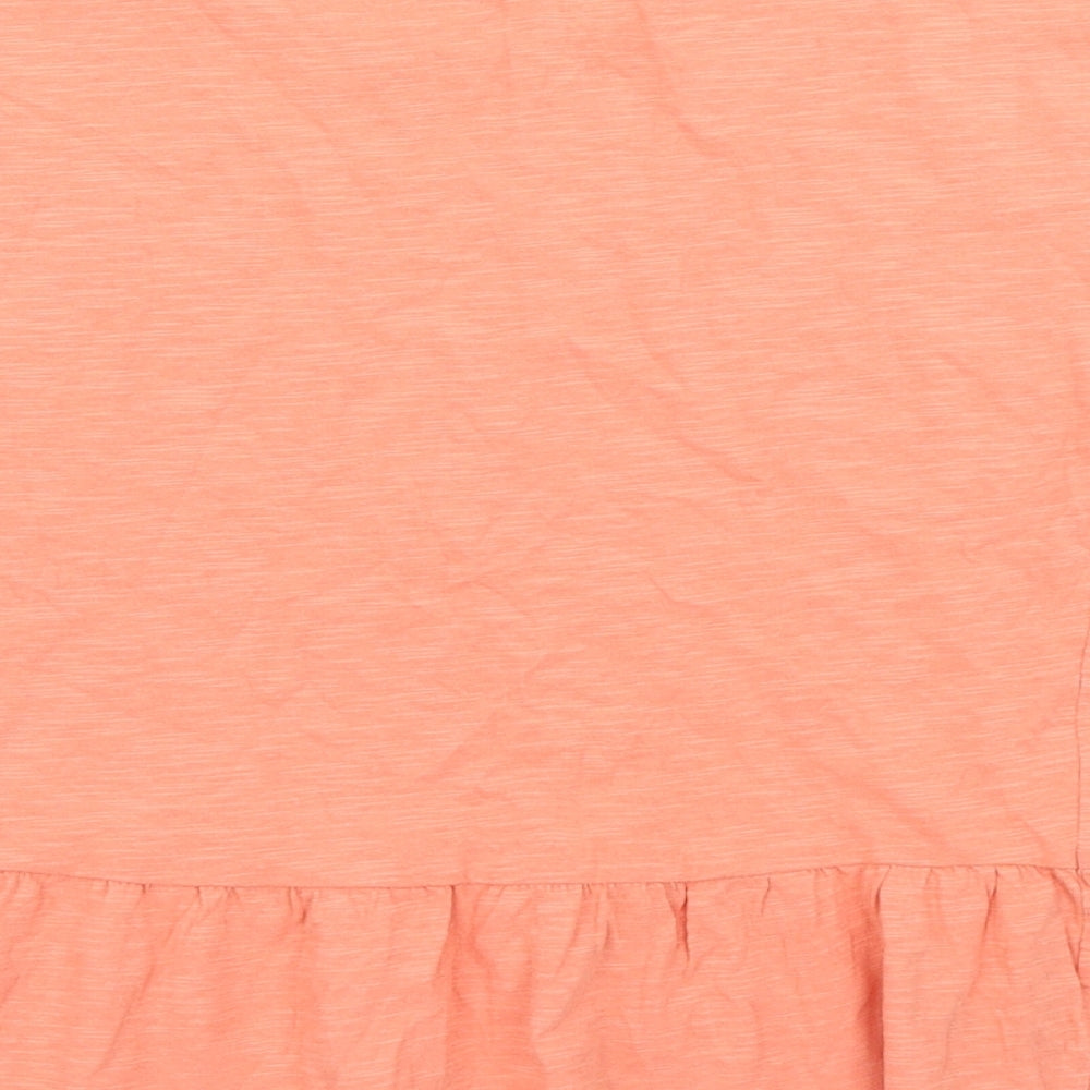 Brand and care label for Nutmeg girls’ orange basic t-shirt, size 9-10, years