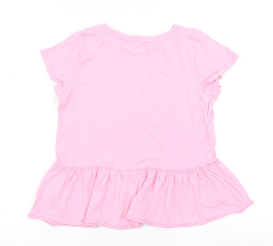 H&M Girls Pink Basic T-Shirt Size 9-10 Years - Peplum