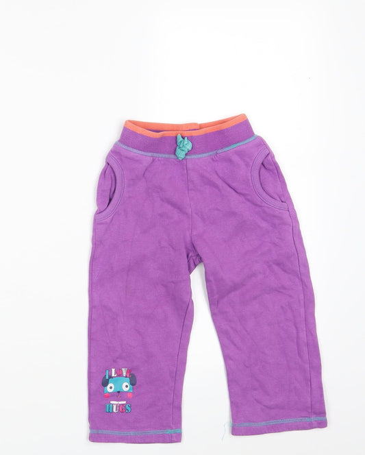George Girls Purple Jogger Leggings Size 24 Months - Waist 18in; Inside leg 12in