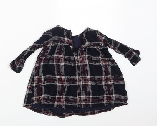 NEXT Girls Blue Check Shirt Dress Size 12-18 Months