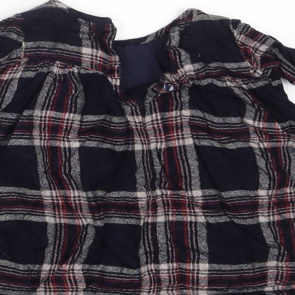 NEXT Girls Blue Check Shirt Dress Size 12-18 Months