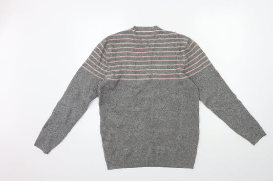 ASOS Mens Grey Striped Knit Pullover Jumper Size S