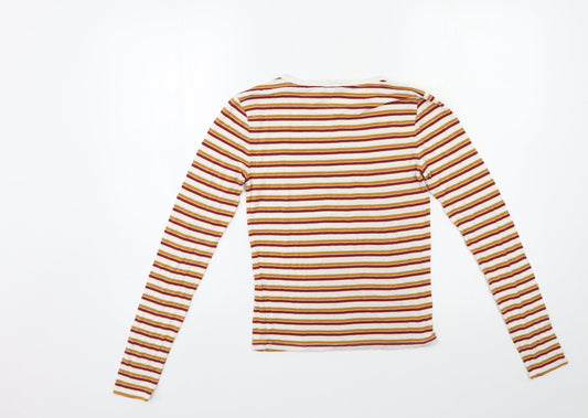 FOREVER 21 Womens Red Striped Basic T-Shirt Size S