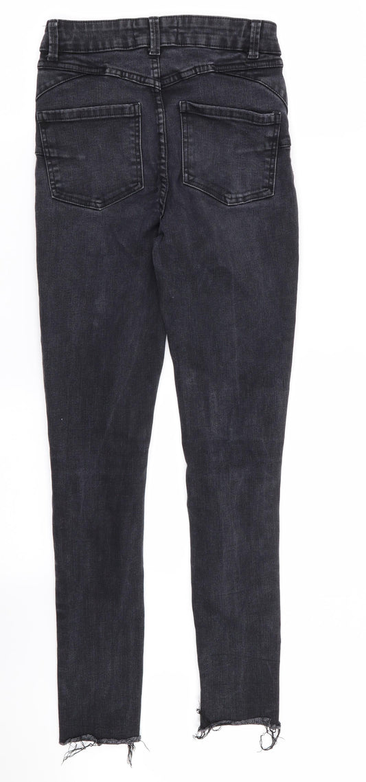 New Look Womens Grey Skinny Jeans Size 6 L28 in - RIPPED JEANS