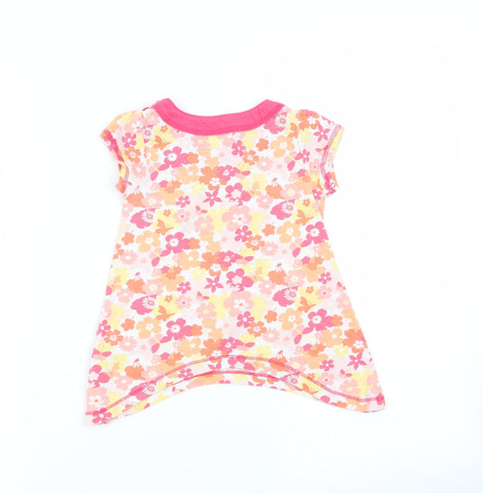 Preworn Girls Multicoloured Floral Basic T-Shirt Size 2 Years