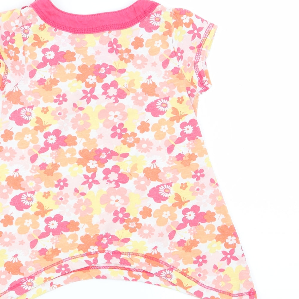 Brand and care label for Preworn girls’ multicoloured floral basic t-shirt, size 2, years